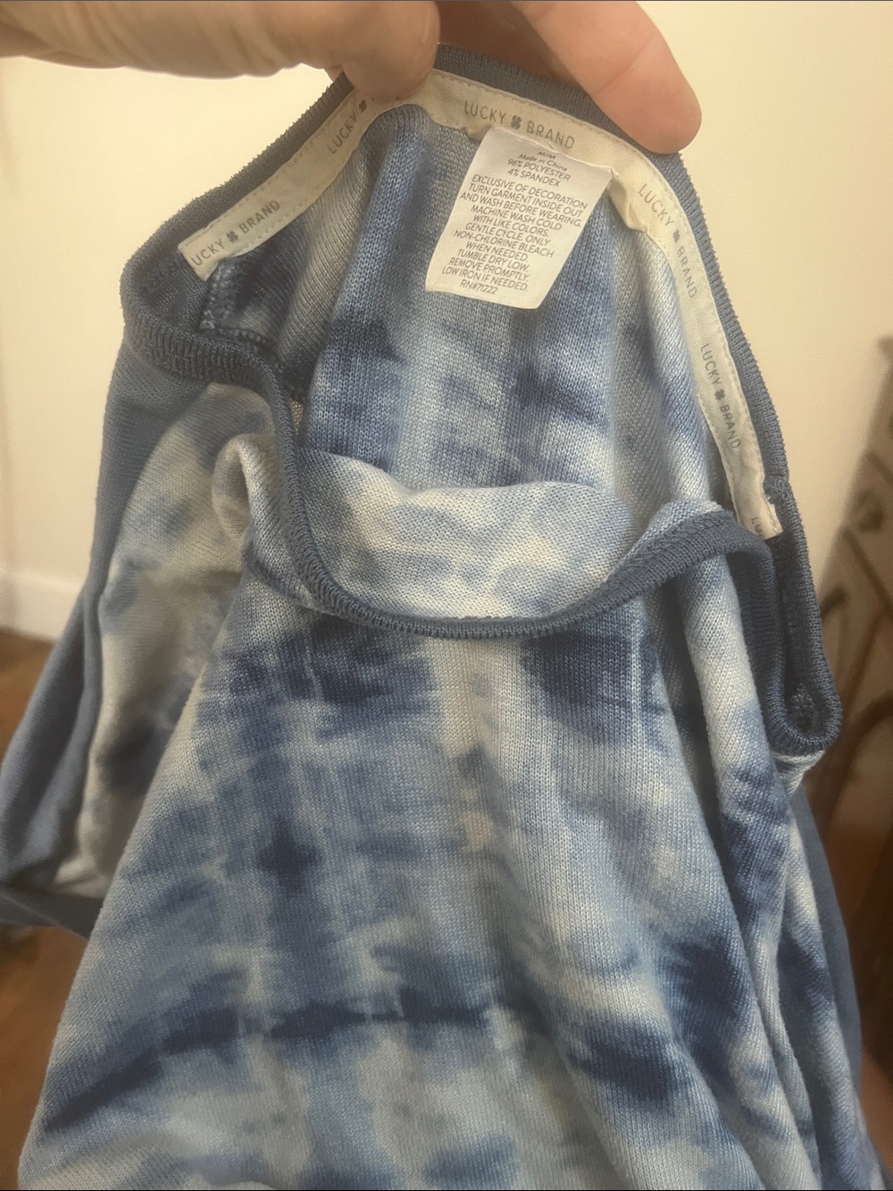 Lucky Brand Blue Tie-Dye Scoop Neck Sweater
